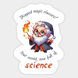 Cute Wizard Magic vs Science Sticker